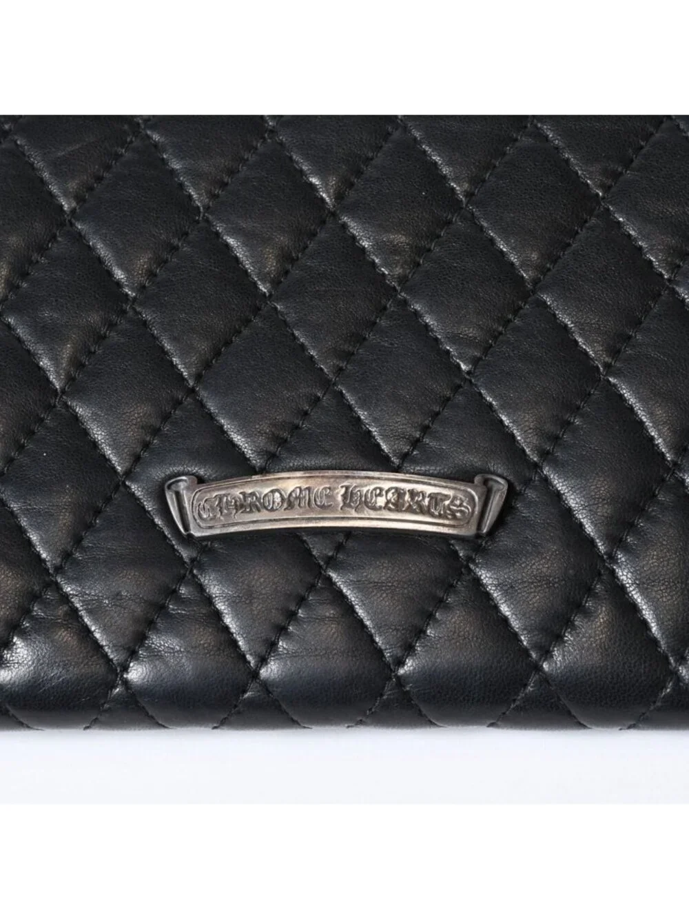 Chrome Hearts Quilted Leather Wallet BS Flare Lambskin Black